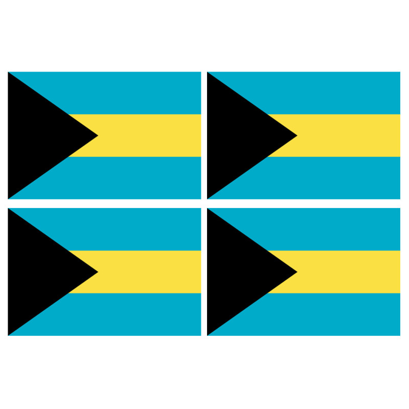 Drapeau Bahamas - 4 stickers - 9.5 x 6.3 cm - Sticker/autocollant