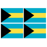 Drapeau Bahamas - 4 stickers - 9.5 x 6.3 cm - Sticker/autocollant
