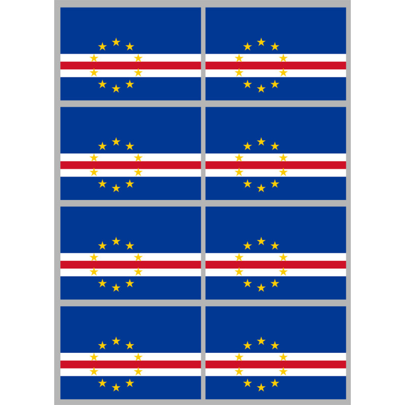 Drapeau Cap-Vert - 8 stickers - 9.5 x 6.3 cm - Sticker/autocollant