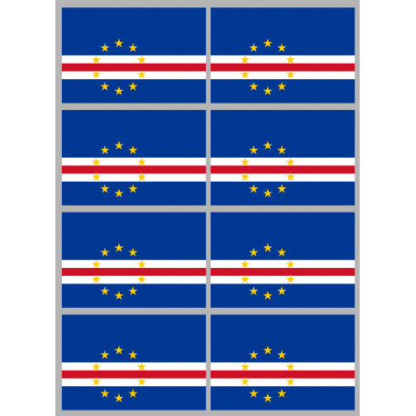 Drapeau Cap-Vert - 8 stickers - 9.5 x 6.3 cm - Autocollant(sticker)