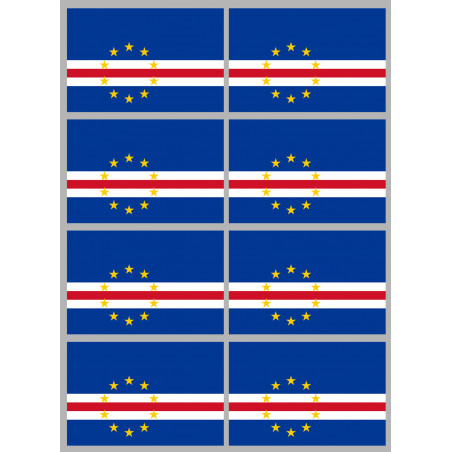 Drapeau Cap-Vert - 8 stickers - 9.5 x 6.3 cm - Autocollant(sticker)