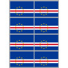 Drapeau Cap-Vert - 8 stickers - 9.5 x 6.3 cm - Sticker/autocollant