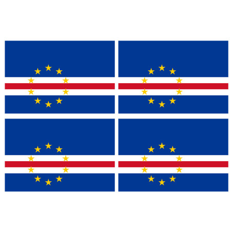 Drapeau Cap-Vert - 4 stickers - 9.5 x 6.3 cm - Sticker/autocollant