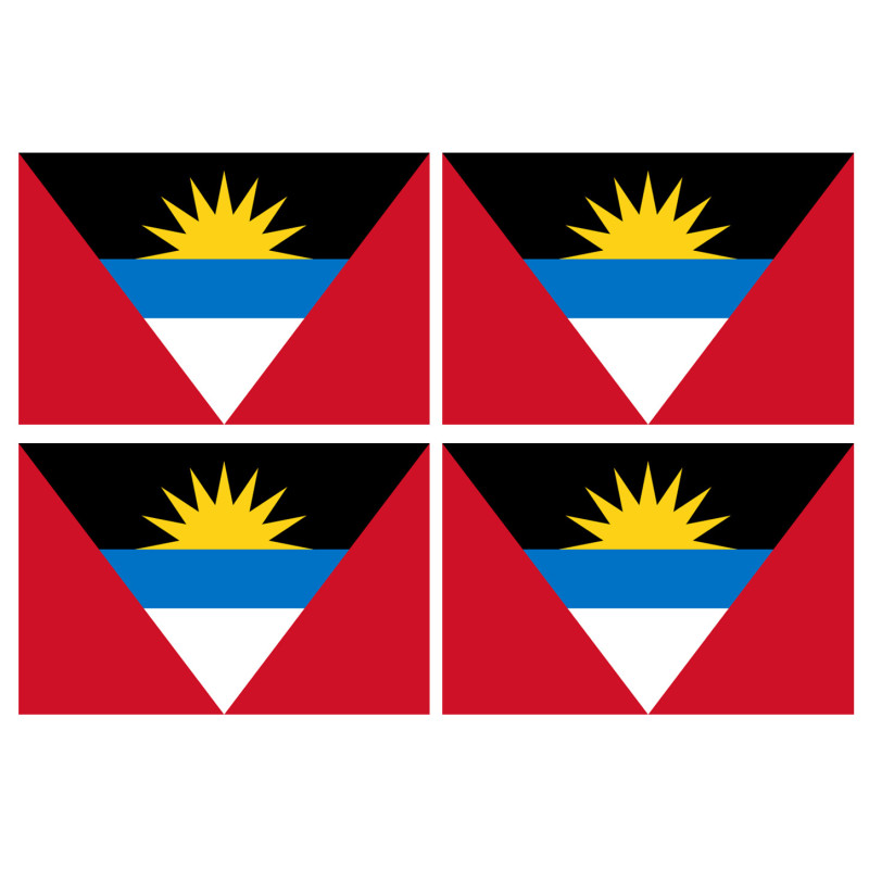 Drapeau Antigua and Barbuda - 4 stickers - 9.5 x 6.3 cm - Sticker/auto