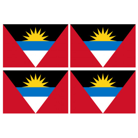 Drapeau Antigua and Barbuda - 4 stickers - 9.5 x 6.3 cm - Autocollant(sticker)