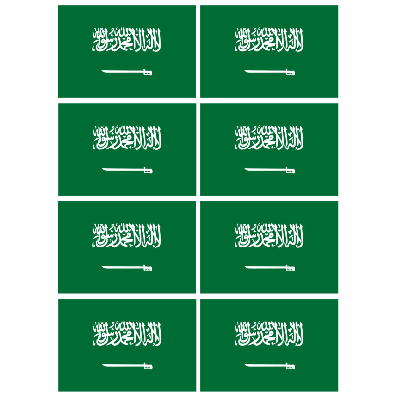 Drapeau Arabie Saoudite - 8 stickers - 9.5 x 6.3 cm - Sticker/autocoll