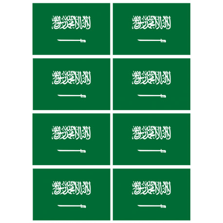 Drapeau Arabie Saoudite - 8 stickers - 9.5 x 6.3 cm - Autocollant(sticker)