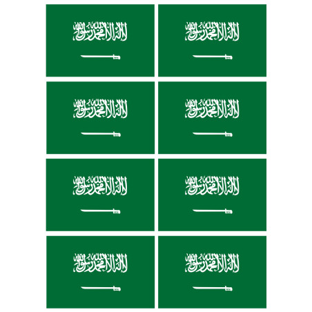 Drapeau Arabie Saoudite - 8 stickers - 9.5 x 6.3 cm - Sticker/autocoll