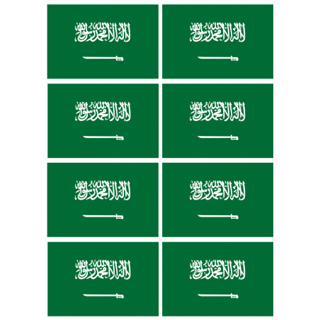 Drapeau Arabie Saoudite - 8 stickers - 9.5 x 6.3 cm - Autocollant(sticker)