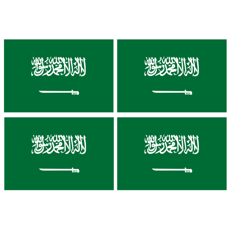 Drapeau Arabie Saoudite - 4 stickers - 9.5 x 6.3 cm - Sticker/autocoll
