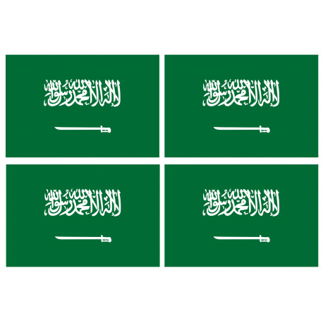 Drapeau Arabie Saoudite - 4 stickers - 9.5 x 6.3 cm - Autocollant(sticker)