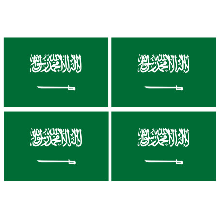 Drapeau Arabie Saoudite - 4 stickers - 9.5 x 6.3 cm - Sticker/autocoll