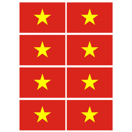 Drapeau Viet Nam - 8 stickers - 9.5 x 6.3 cm - Autocollant(sticker)