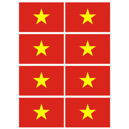 Drapeau Viet Nam - 8 stickers - 9.5 x 6.3 cm - Autocollant(sticker)