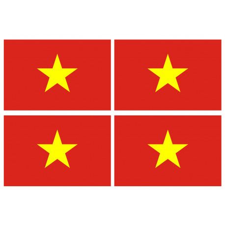 Drapeau Viet Nam - 4 stickers - 9.5 x 6.3 cm - Autocollant(sticker)