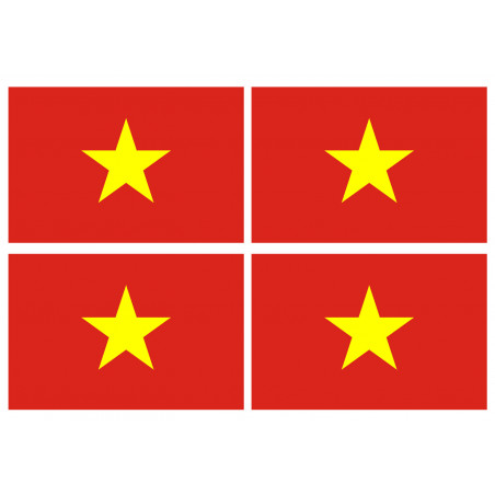 Drapeau Viet Nam - 4 stickers - 9.5 x 6.3 cm - Autocollant(sticker)