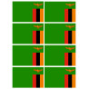 Drapeau Zambie - 8 stickers - 9.5 x 6.3 cm - Sticker/autocollant