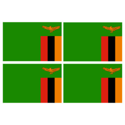 Drapeau Zambie - 4 stickers - 9.5 x 6.3 cm - Sticker/autocollant