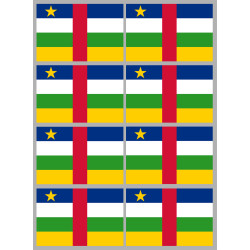 Drapeau République centrafricaine - 8 stickers - 9.5 x 6.3 cm - Stick