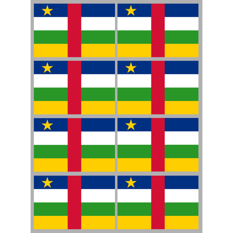 Drapeau République centrafricaine - 8 stickers - 9.5 x 6.3 cm - Stick
