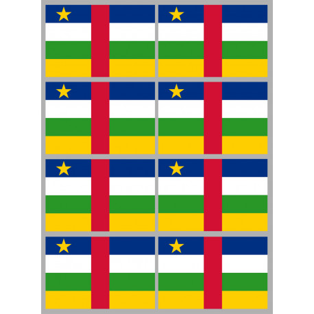 Drapeau République centrafricaine - 8 stickers - 9.5 x 6.3 cm - Autocollant(sticker)