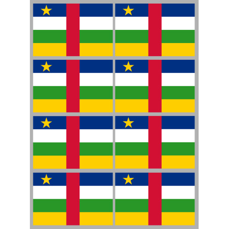Drapeau République centrafricaine - 8 stickers - 9.5 x 6.3 cm - Stick
