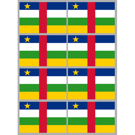 Drapeau République centrafricaine - 8 stickers - 9.5 x 6.3 cm - Autocollant(sticker)