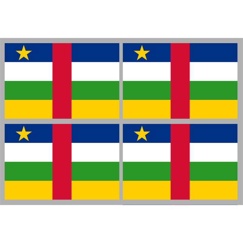 Drapeau République centrafricaine - 4 stickers - 9.5 x 6.3 cm - Stick