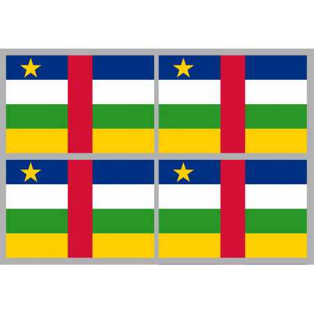 Drapeau République centrafricaine - 4 stickers - 9.5 x 6.3 cm - Autocollant(sticker)