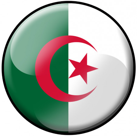 drapeau Algérien rond - 15cm - Autocollant(sticker)