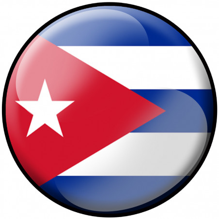 drapeau Cubain rond - 15cm - Autocollant(sticker)