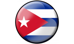 drapeau Cubain rond - 5cm - Autocollant(sticker)