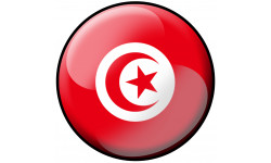drapeau Tunisien rond - 15cm - Autocollant(sticker)