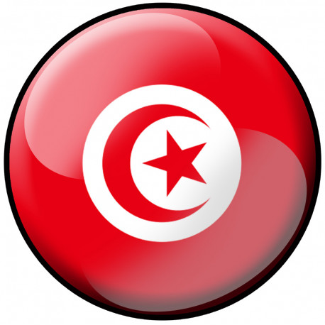 drapeau Tunisien rond - 15cm - Autocollant(sticker)