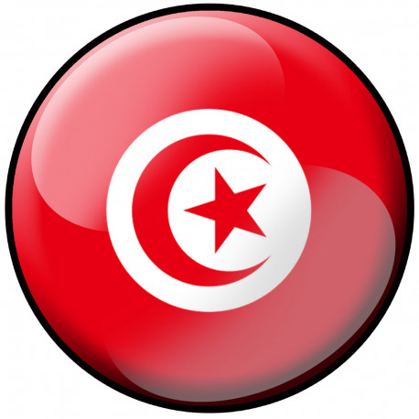 drapeau Tunisien rond - 20cm - Autocollant(sticker)