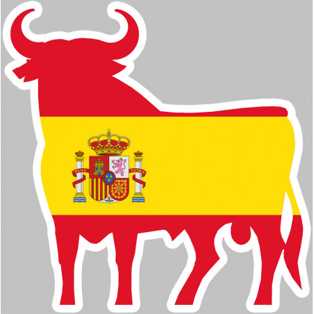 drapeau silhouette toro espagne - 10x10cm - Autocollant(sticker)