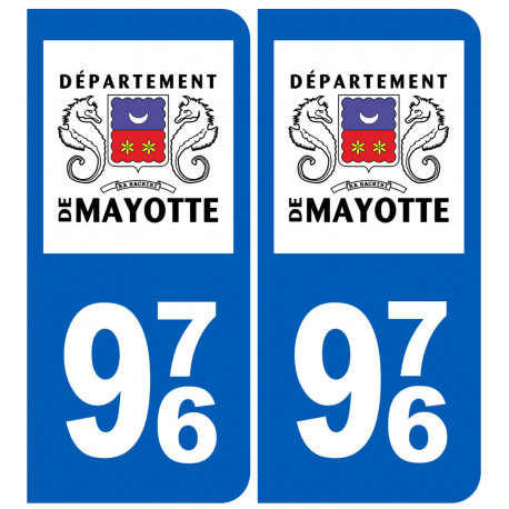 immatriculation 976 (Mayotte) - Autocollant(sticker) immatriculation 976 (Mayotte) - Autocollant(sticker)