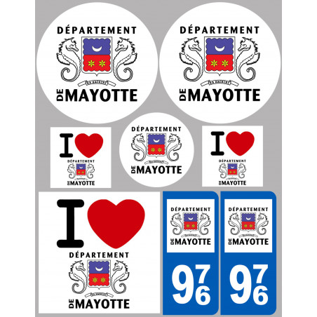 département de Mayotte - Kit 8 stickers - Autocollant(sticker)