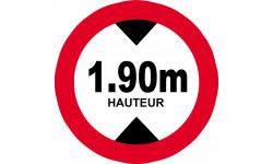 hauteur de passage maximum 1.90m - 5cm - Autocollant(sticker)