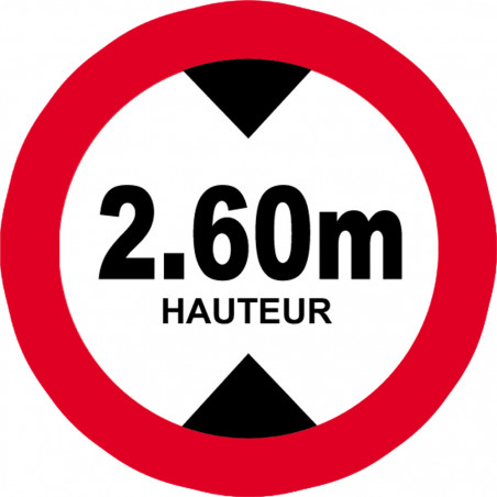 hauteur de passage maximum 2.60m - 5cm - Autocollant(sticker)