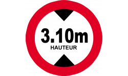 hauteur de passage maximum 3.10m - 5cm - Autocollant(sticker)