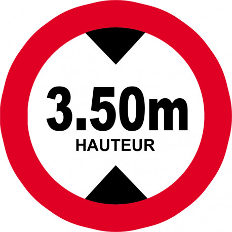 hauteur de passage maximum 3.50m - 20cm - Autocollant(sticker)