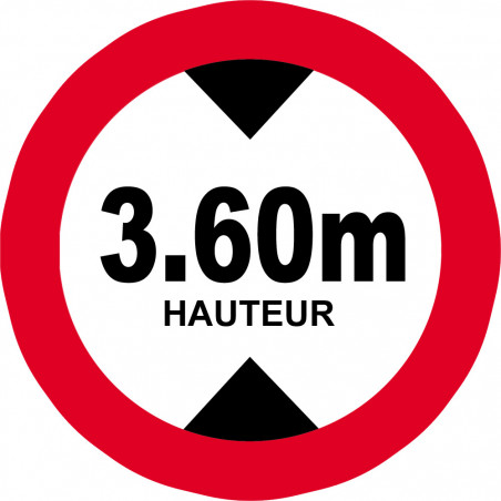 hauteur de passage maximum 3.60m - 5cm - Autocollant(sticker)