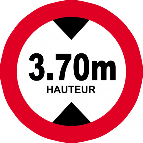 hauteur de passage maximum 3.70m - 20cm - Autocollant(sticker)