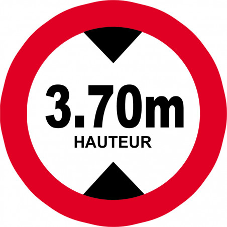 hauteur de passage maximum 3.70m - 20cm - Autocollant(sticker)