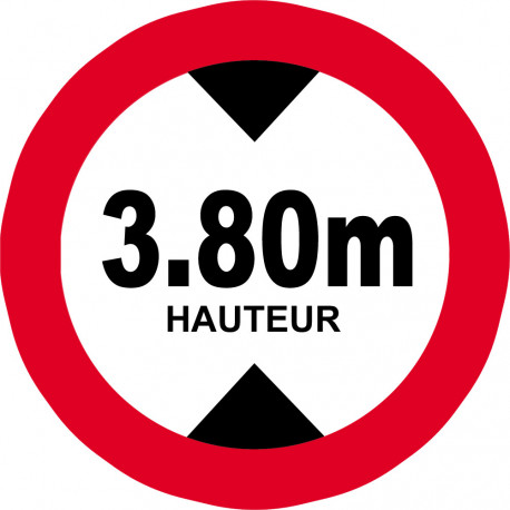 hauteur de passage maximum 3.80m - 20cm - Autocollant(sticker)