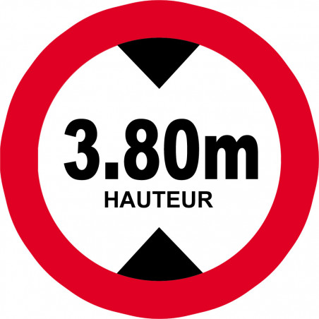 hauteur de passage maximum 3.80m - 20cm - Autocollant(sticker)