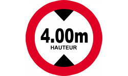 hauteur de passage maximum 4m - 20cm - Autocollant(sticker)