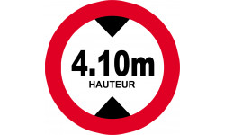 hauteur de passage maximum 4,10m - 20cm - Autocollant(sticker)