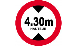 hauteur de passage maximum 4,30m - 20cm - Autocollant(sticker)